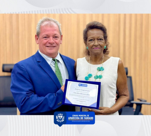Vereador Gilsinho do Binega apresenta Mo&ccedil;&atilde;o de Congratula&ccedil;&otilde;es &agrave; professora Cleide Maria Honorata da Silva por sua trajet&oacute;ria na educa&ccedil;&atilde;o