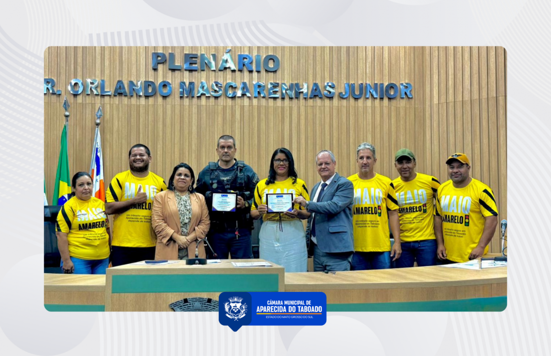 Patricia da Sa&uacute;de e Pinduca homenageiam DEMUTRAN e Pol&iacute;cia Militar pelo sucesso da campanha Maio Amarelo 2026
